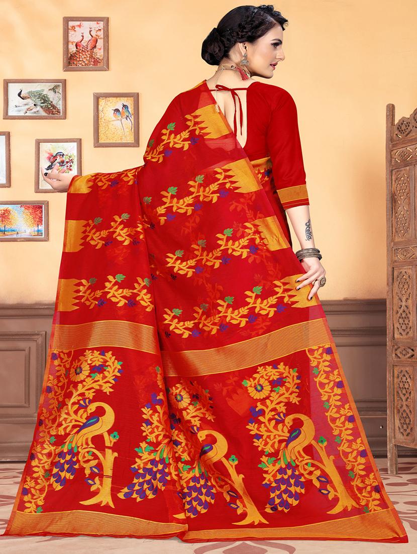 jacquard work jamdani saree with blouse - 18649517 -  Standard Image - 1