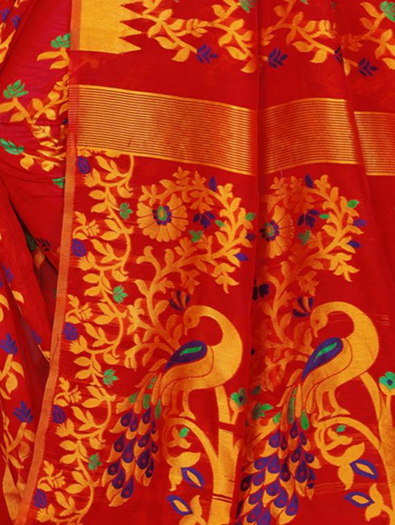 jacquard work jamdani saree with blouse - 18649517 - Standard Image - 4