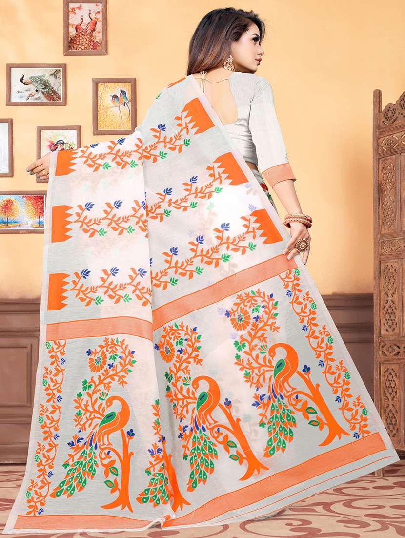 jacquard work jamdani saree with blouse - 18649518 - Standard Image - 1
