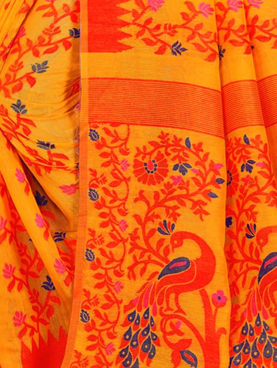 jacquard work jamdani saree with blouse - 18649519 -  Standard Image - 4