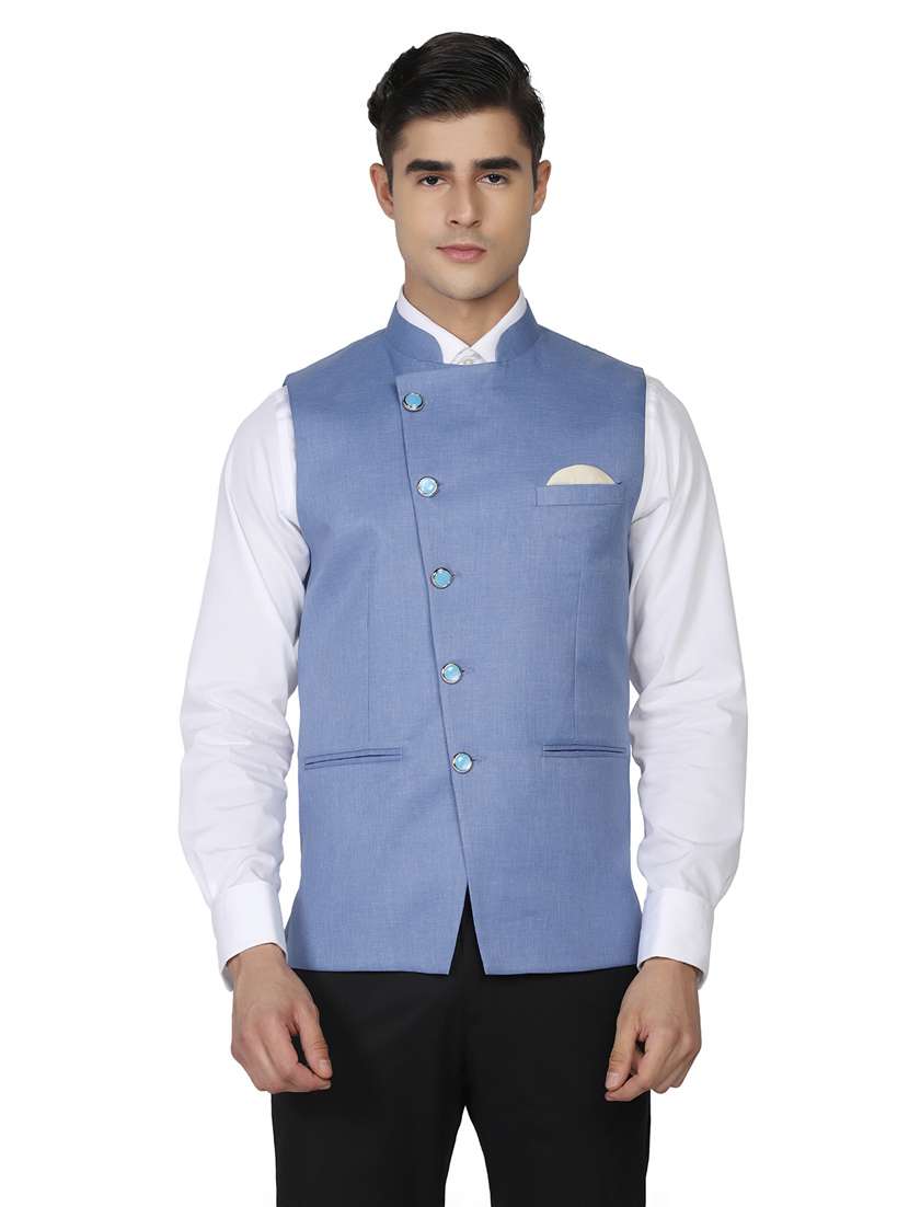 solid asymmetric nehru jacket