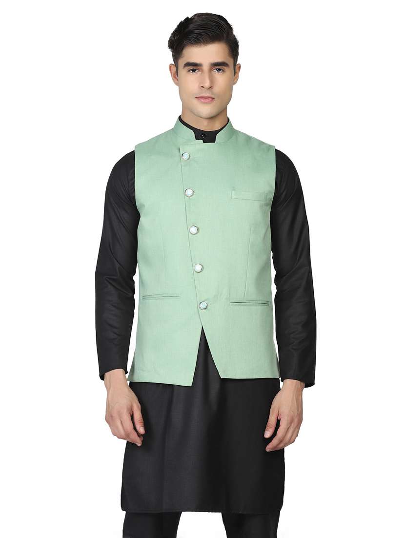 solid asymmetric nehru jacket