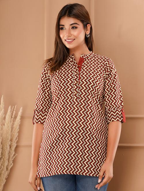 brown cotton regular tunic - 18650008 - Standard Image - 0