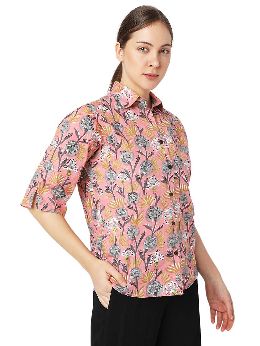 pink cotton regular shirt - 18650179 -  Standard Image - 1