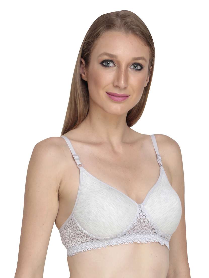 lace detailed non padded regular bra - 18650513 -  Standard Image - 1