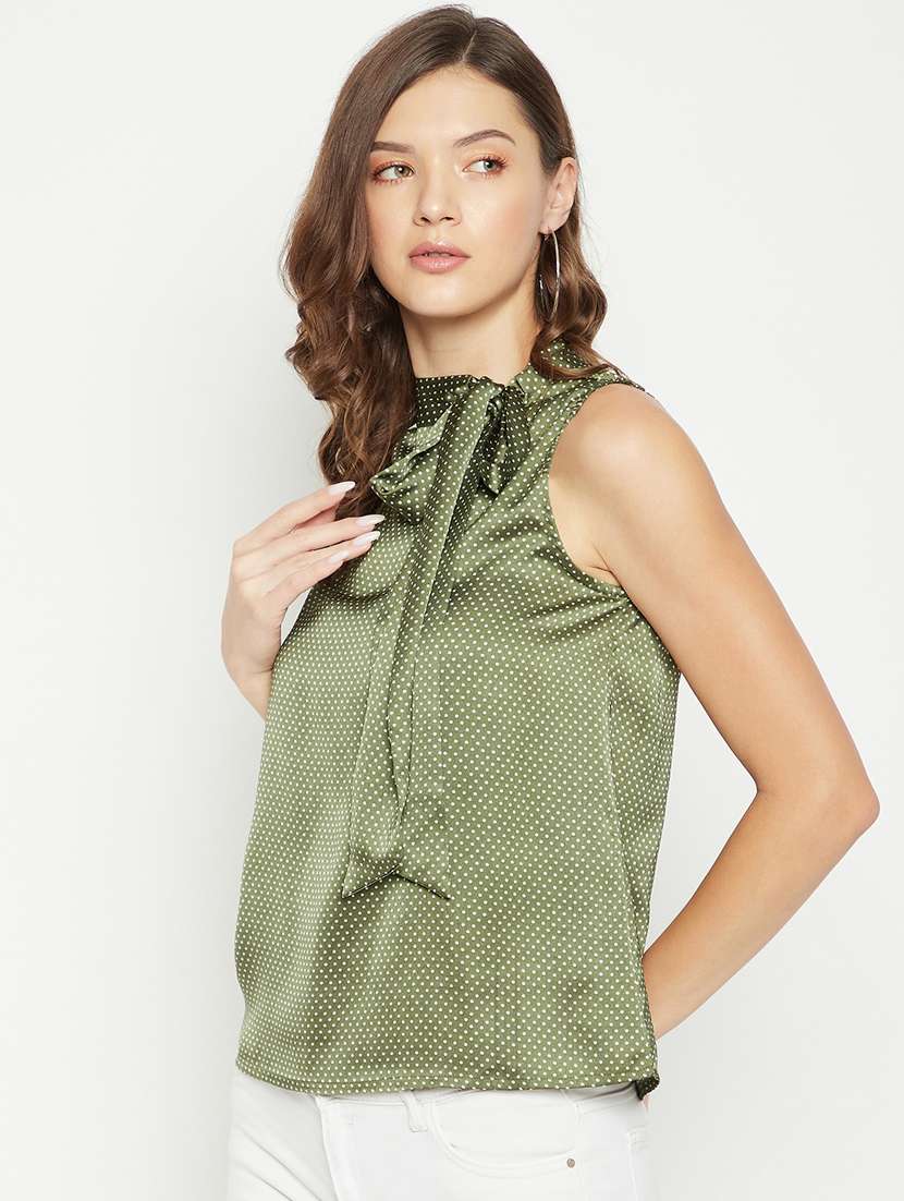 women's crop tie-up neck top - 18650696 -  Standard Image - 1