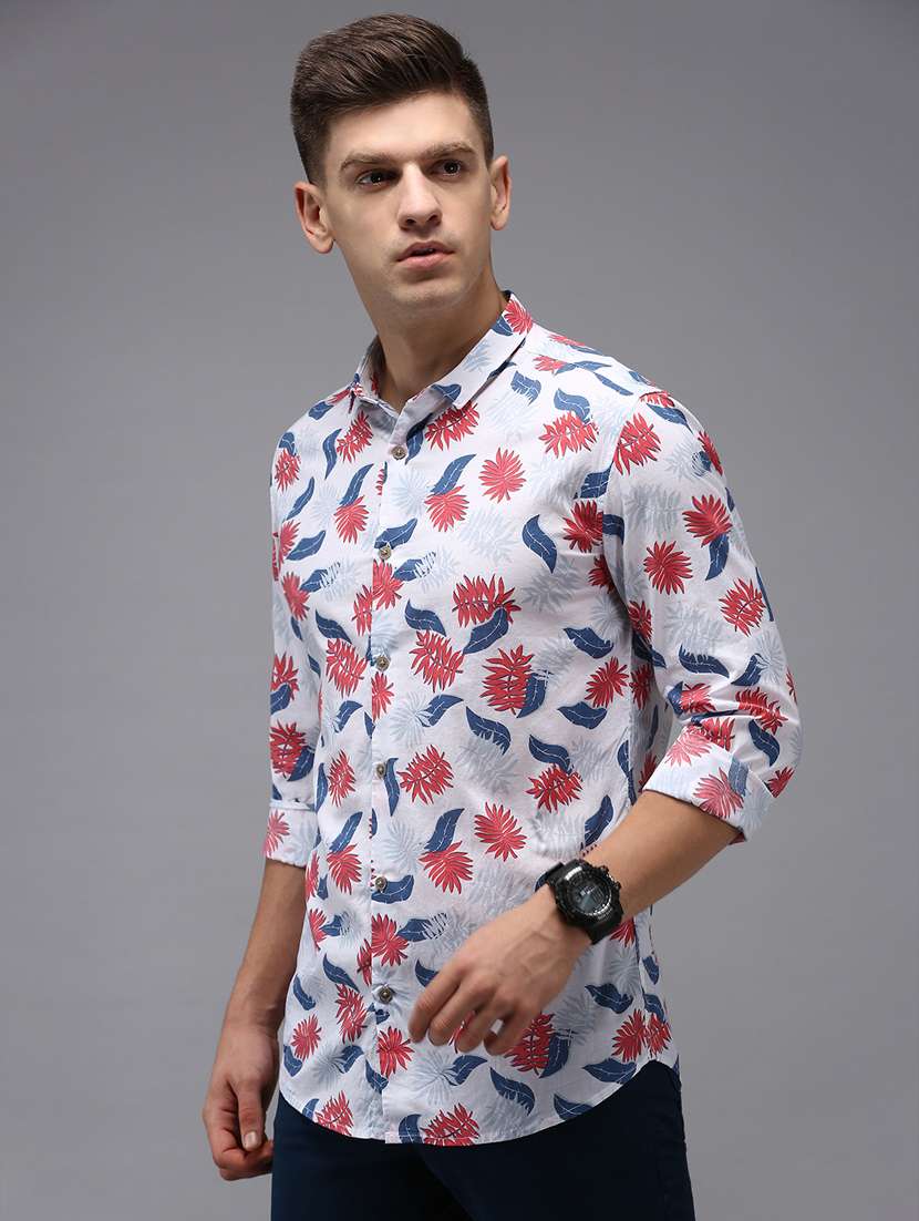 mens leaf print casual shirt - 18650825 -  Standard Image - 1