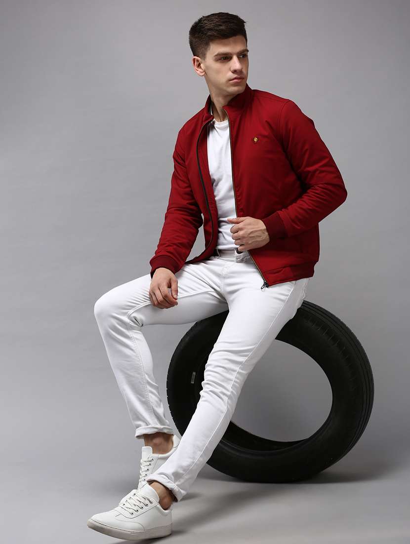 zip up solid bomber jacket - 18650968 -  Standard Image - 4