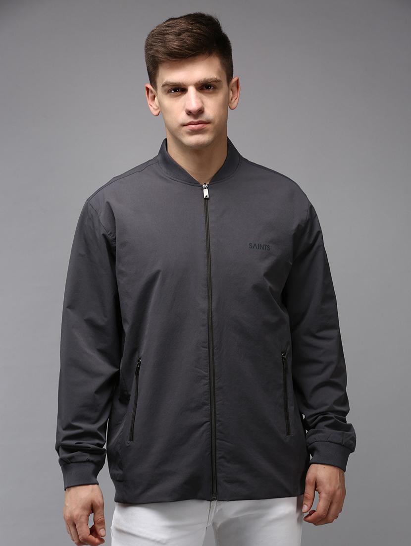 zip up solid casual jacket - 18650969 - Zoom Image - 0
