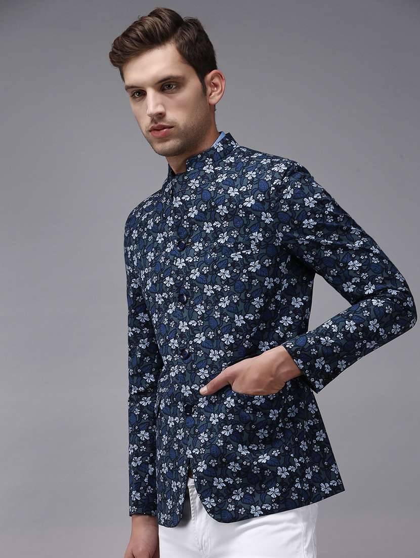 printed bandhgala casual blazer - 18650976 -  Standard Image - 1