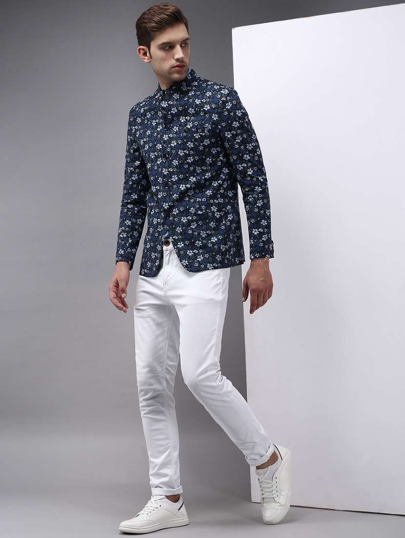 printed bandhgala casual blazer - 18650976 -  Standard Image - 4