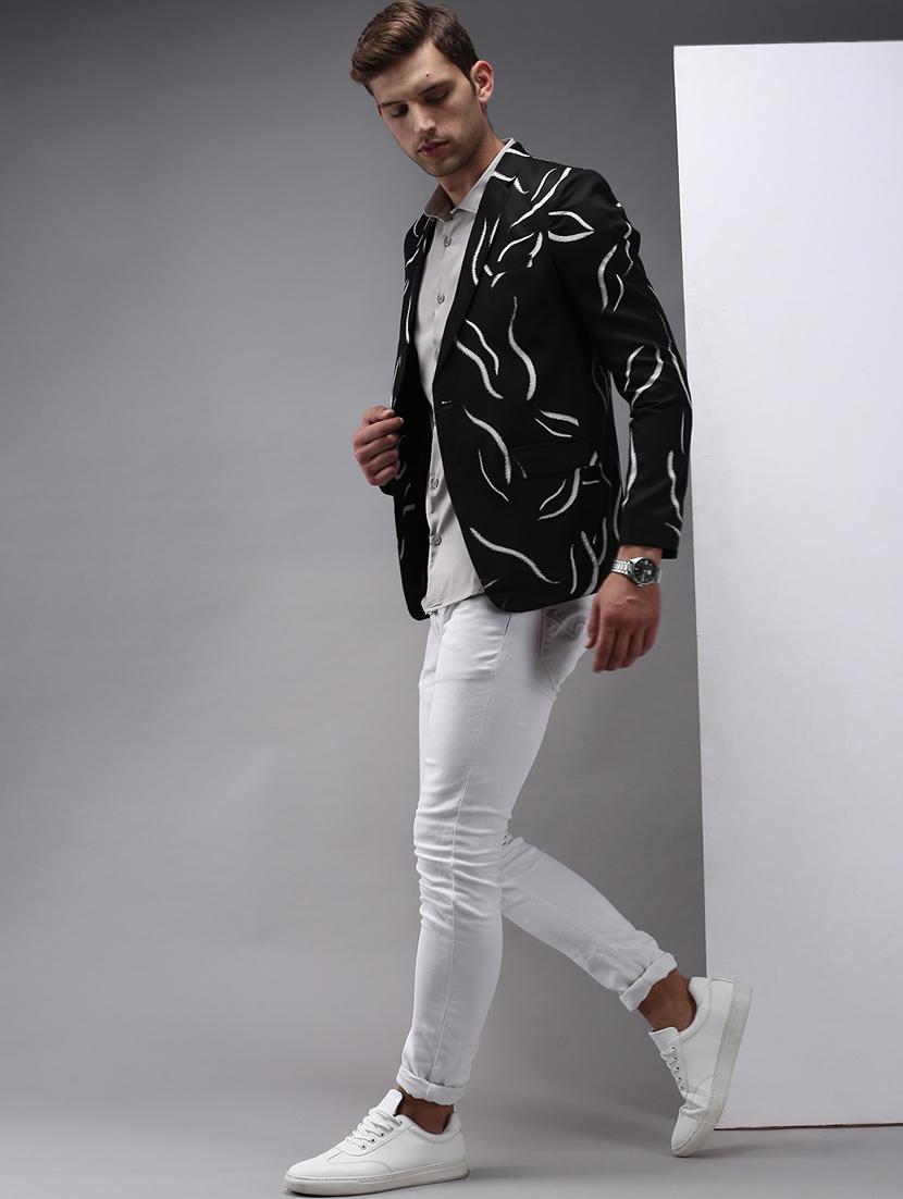 single breasted printed casual blazer - 18650982 - Standard Image - 4