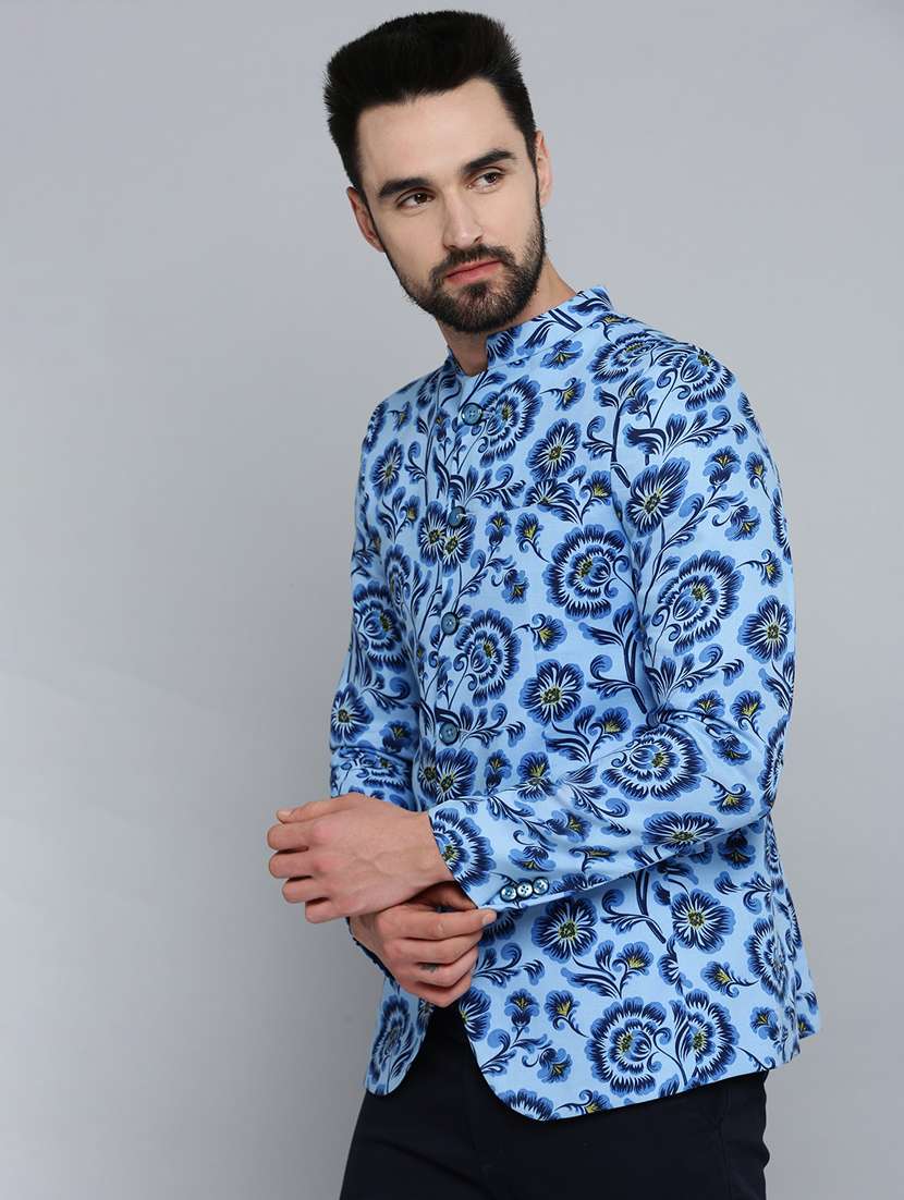 printed bandhgala casual blazer - 18650987 -  Standard Image - 1