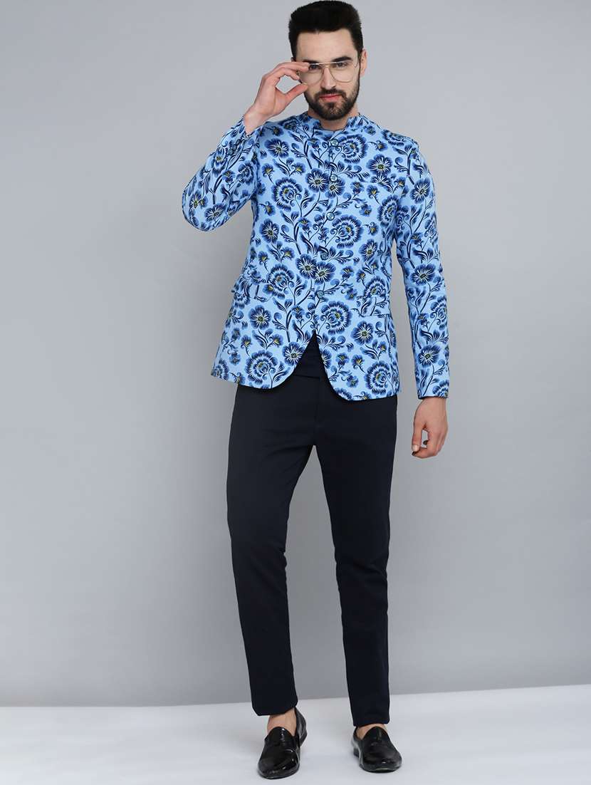 printed bandhgala casual blazer - 18650987 -  Standard Image - 4