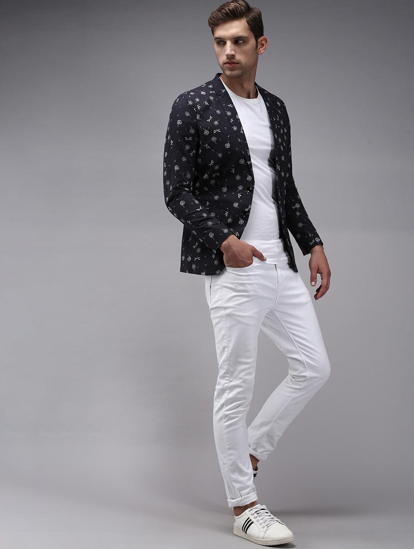 single breasted printed casual blazer - 18650993 - Standard Image - 4