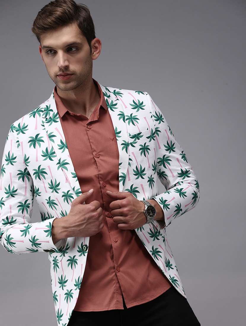single breasted printed casual blazer - 18650996 -  Standard Image - 1