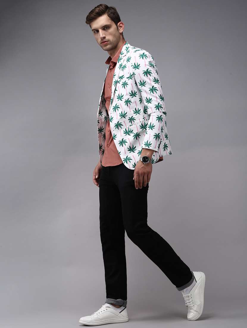 single breasted printed casual blazer - 18650996 -  Standard Image - 4