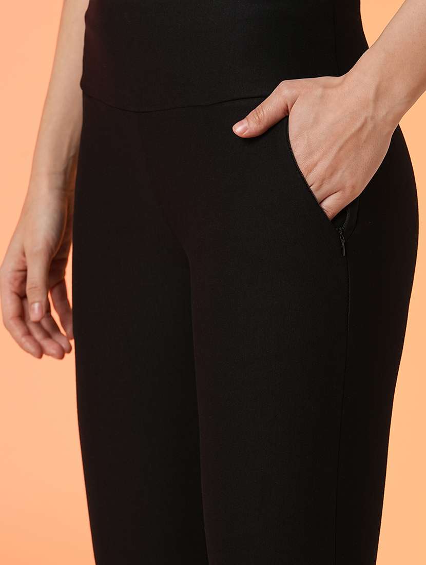 globus women black stretchable slim fit treggings with zipper pocket closure - 18651207 -  Standard Image - 4
