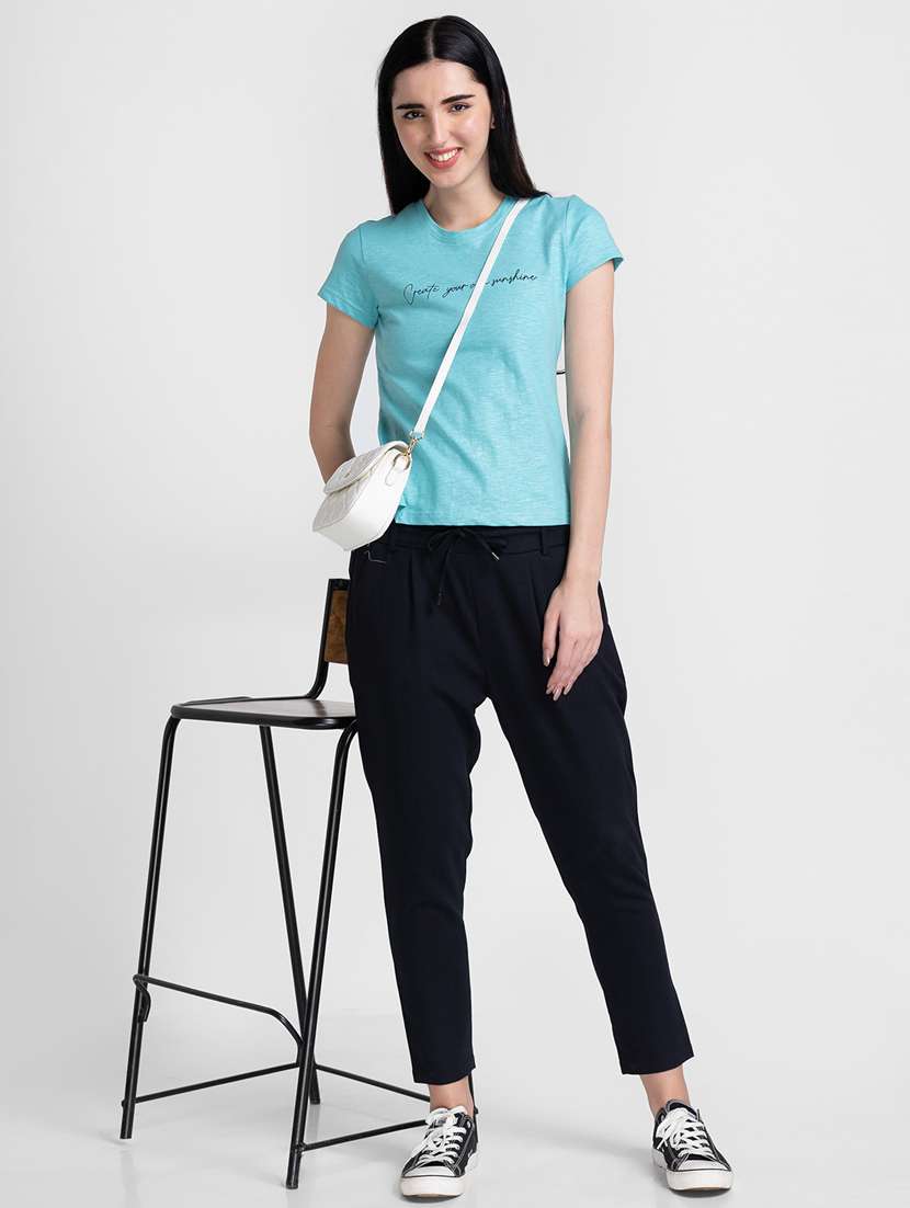 women's chest print round neck t-shirt - 18651291 -  Standard Image - 4