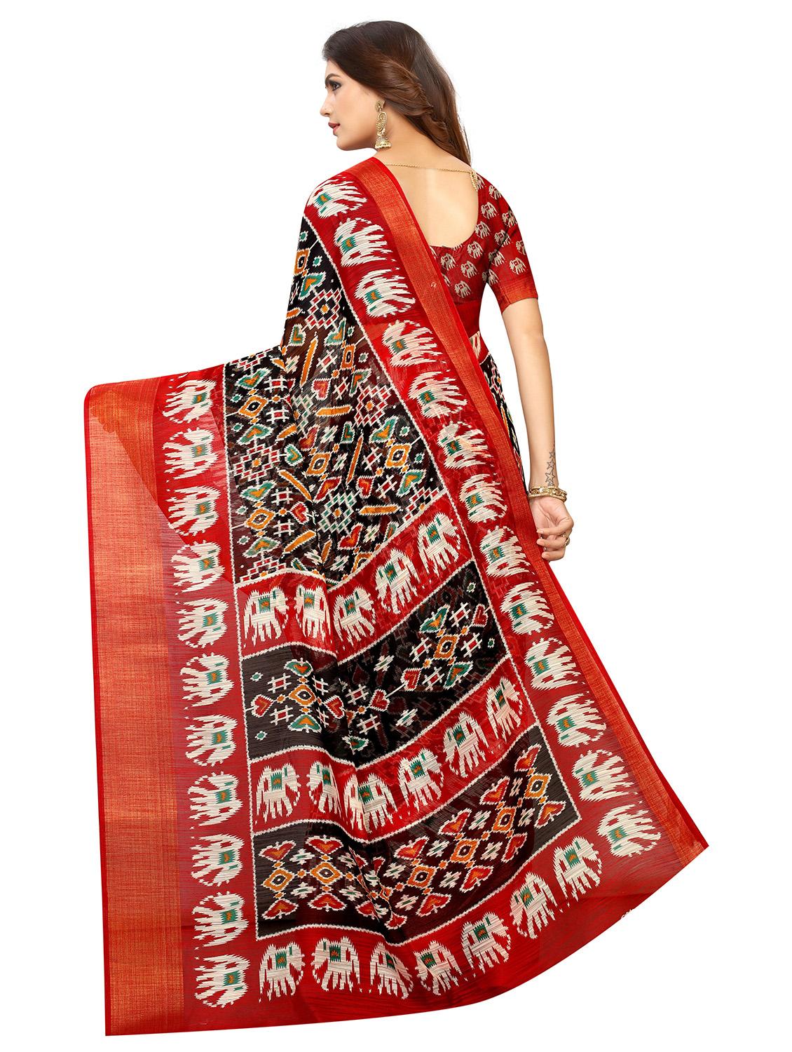 zari bordered printed saree with blouse - 18654314 -  Standard Image - 1
