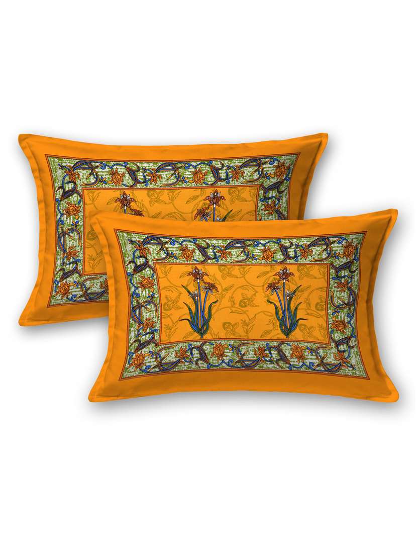 uniqchoice 100% cotton jaipuri traditonal double bedsheet with 2 pillow cover - 18655759 -  Standard Image - 1