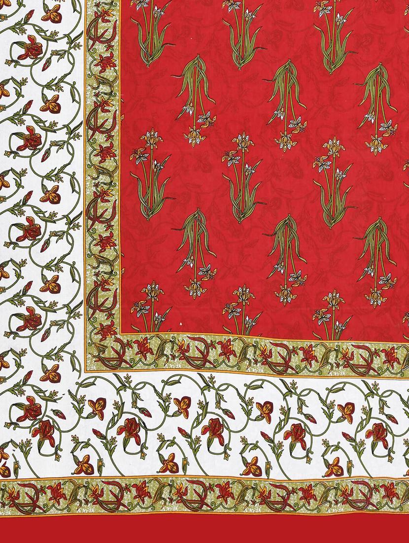 uniqchoice red color 100% cotton jaipuri traditonal double bedsheet with 2 pillow cover - 18655761 - Standard Image - 4