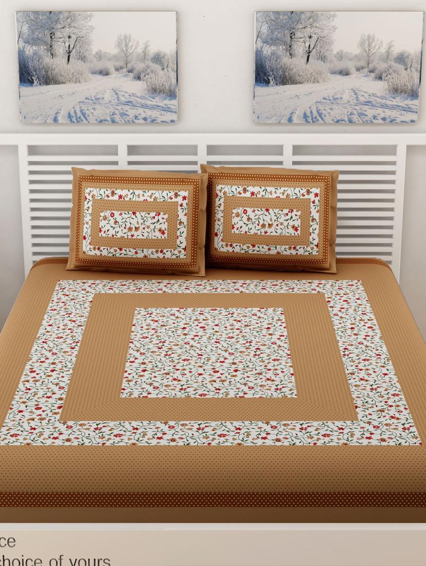 uniqchoice 100% cotton jaipuri traditonal double bedsheet with 2 pillow cover - 18655773 - Standard Image - 1