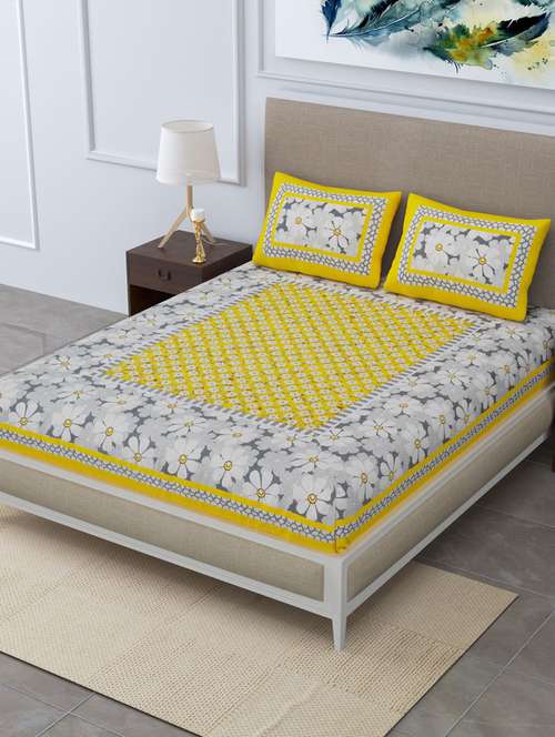printed double bedsheet with 2 pillow cover - 18655774 - Standard Image - 0