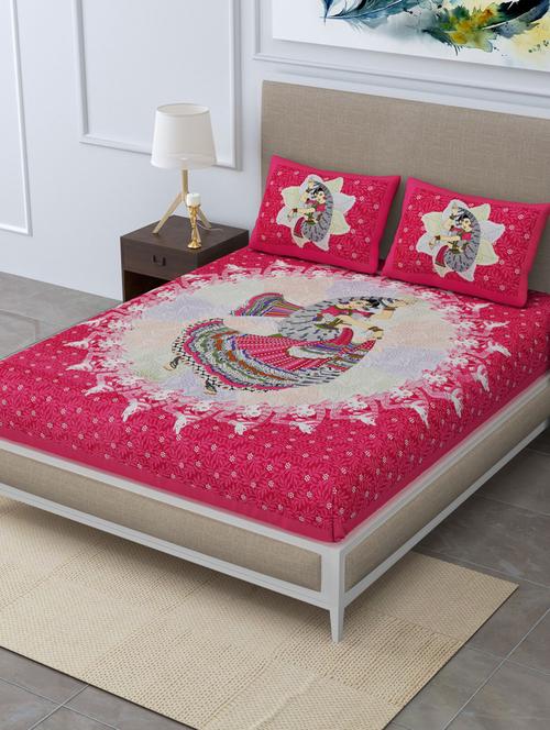 printed double bedsheet with 2 pillow cover - 18655783 -  Standard Image - 0