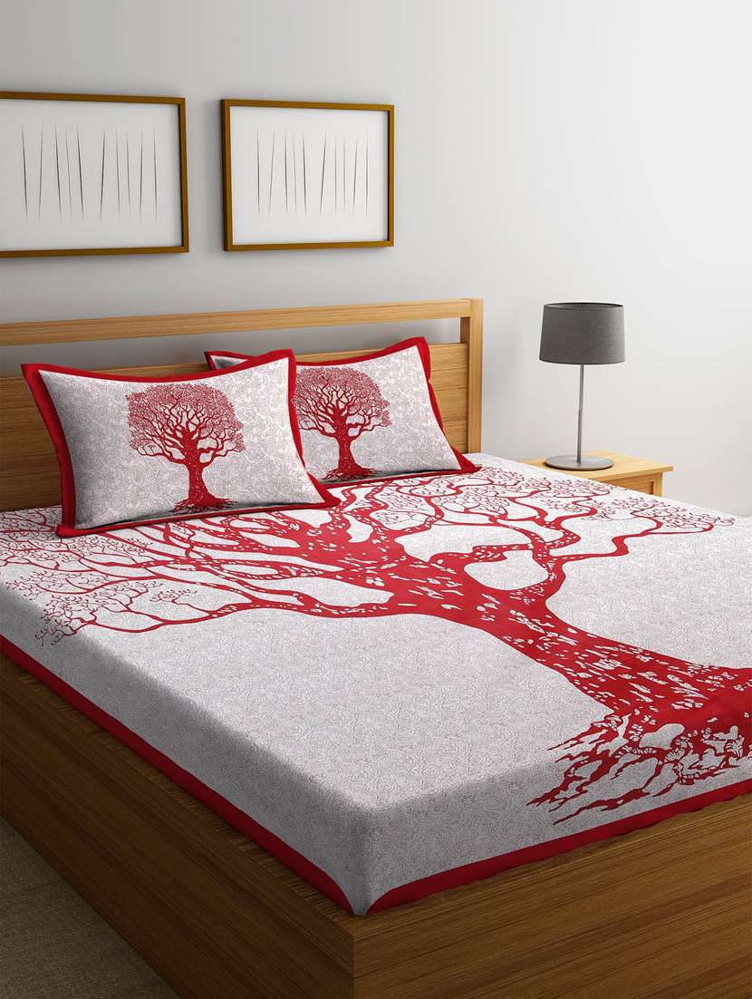 printed double bedsheet with 2 pillow cover