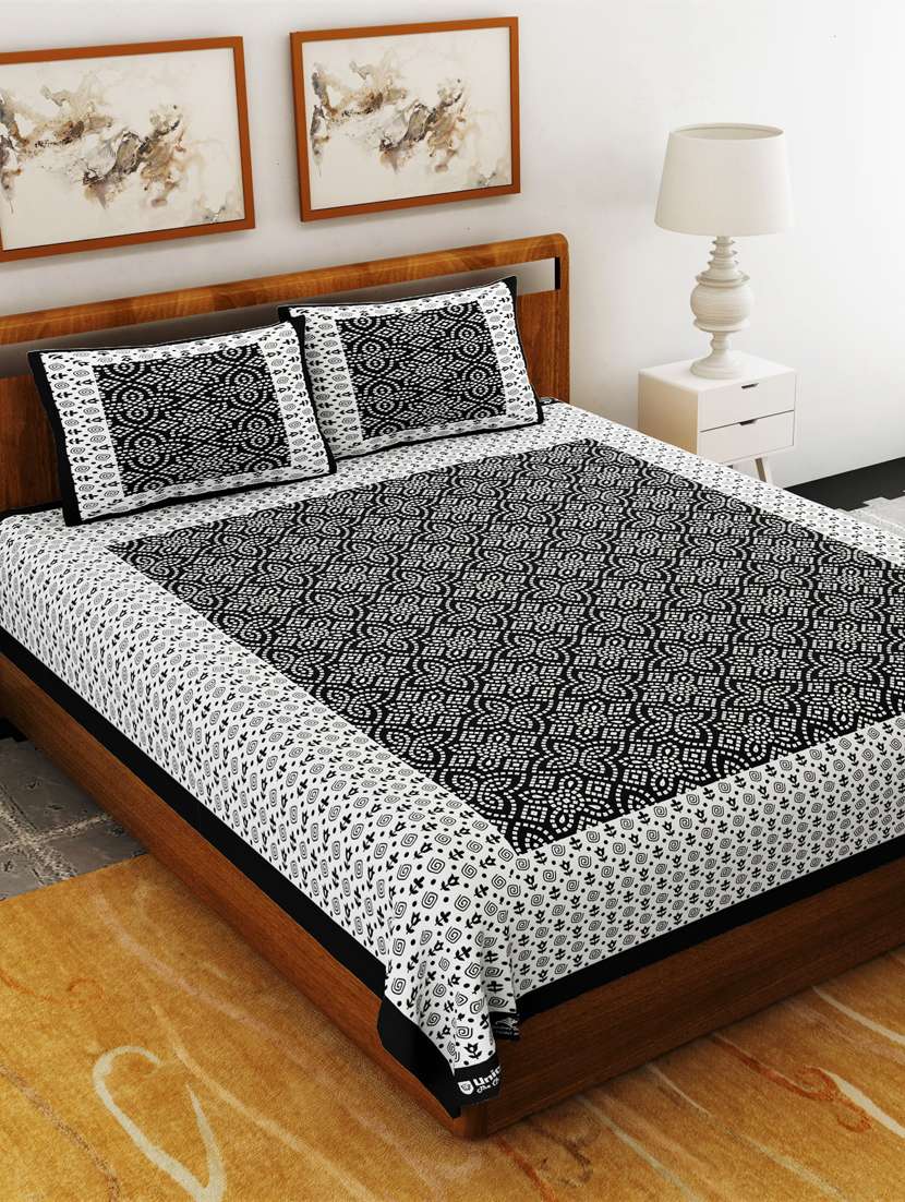 printed double bedsheet with 2 pillow cover