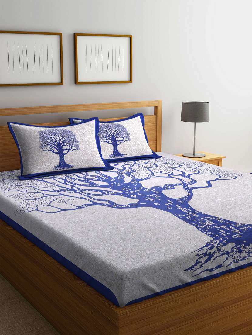 printed double bedsheet with 2 pillow cover
