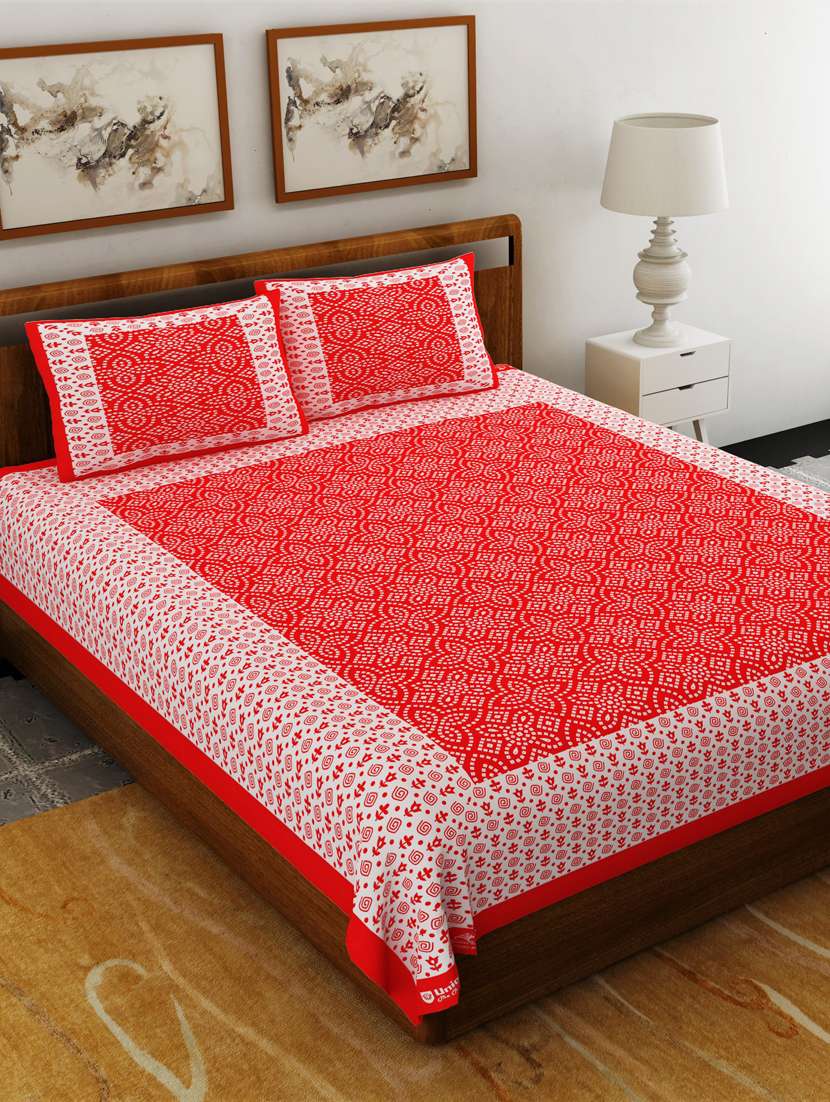 printed double bedsheet with 2 pillow cover