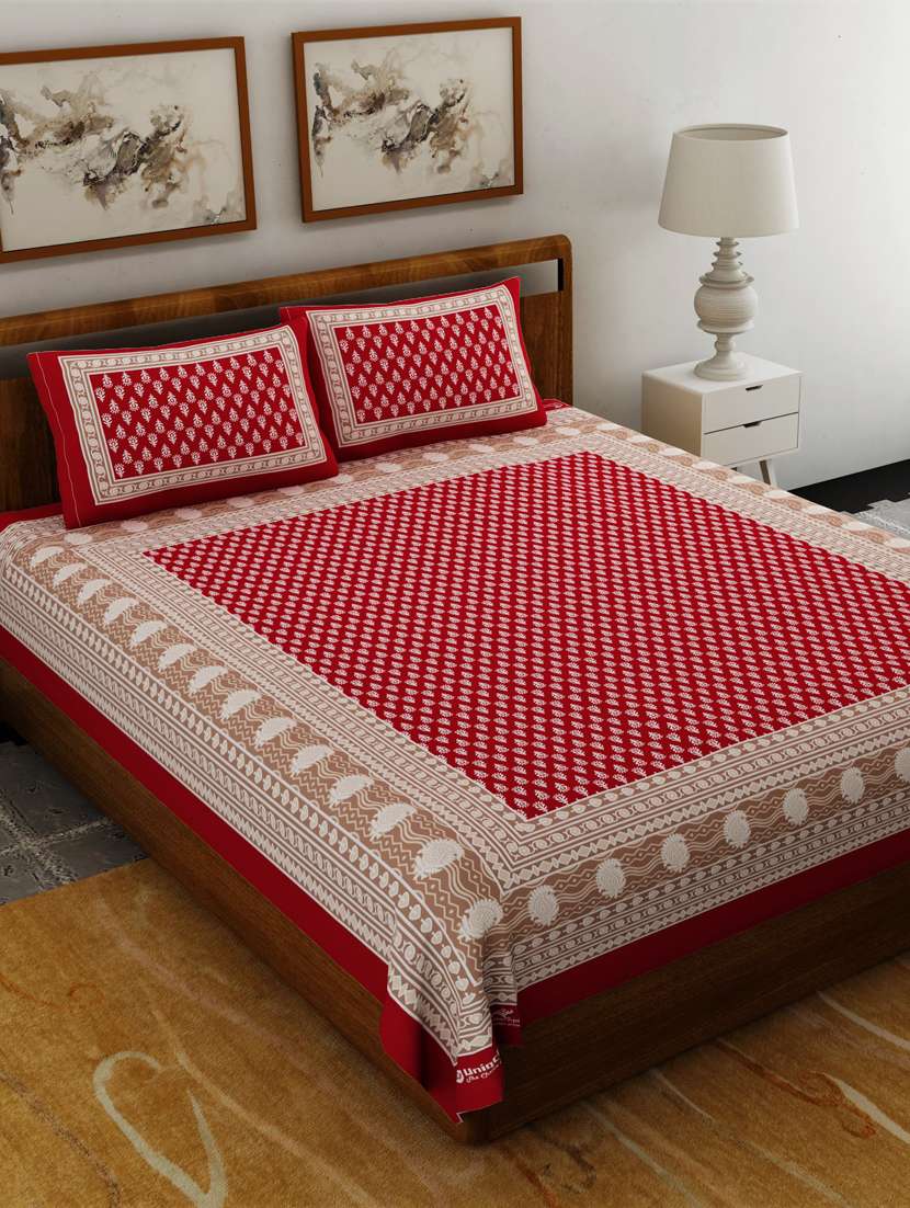 printed double bedsheet with 2 pillow cover