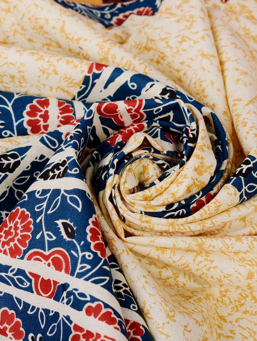uniqchoice blue color 100% cotton jaipuri traditonal double bedsheet with 2 pillow cover - 18655883 -  Standard Image - 1