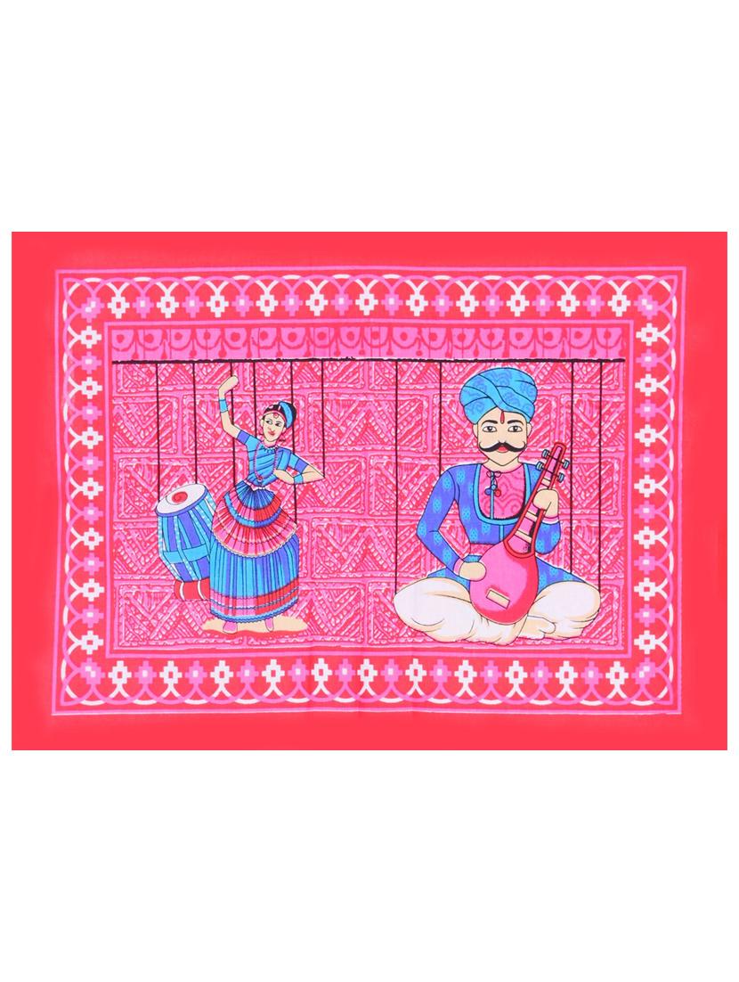 uniqchoice blue color 100% cotton jaipuri traditonal double bedsheet with 2 pillow cover - 18655895 - Standard Image - 4