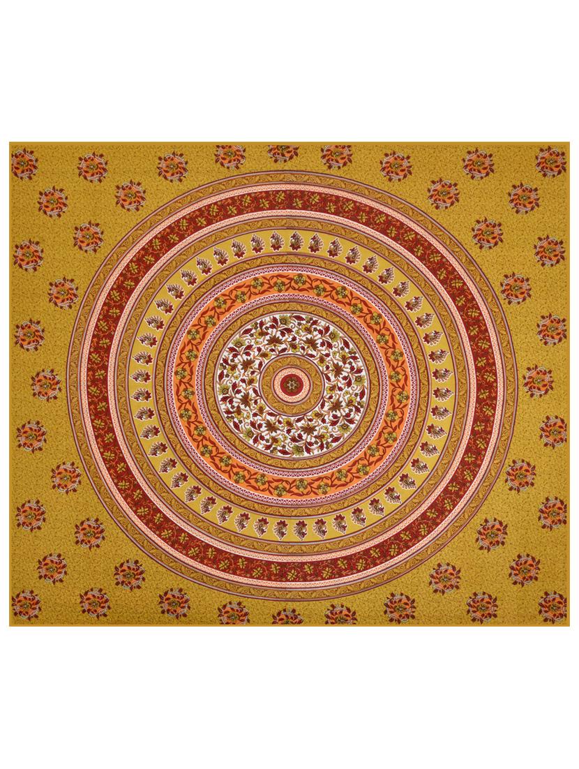 uniqchoice orange color 100% cotton jaipuri traditonal double bedsheet with 2 pillow cover - 18655927 - Standard Image - 1