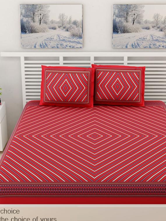 uniqchoice yellow color 100% cotton jaipuri traditonal double bedsheet with 2 pillow cover - 18655953 -  Standard Image - 1