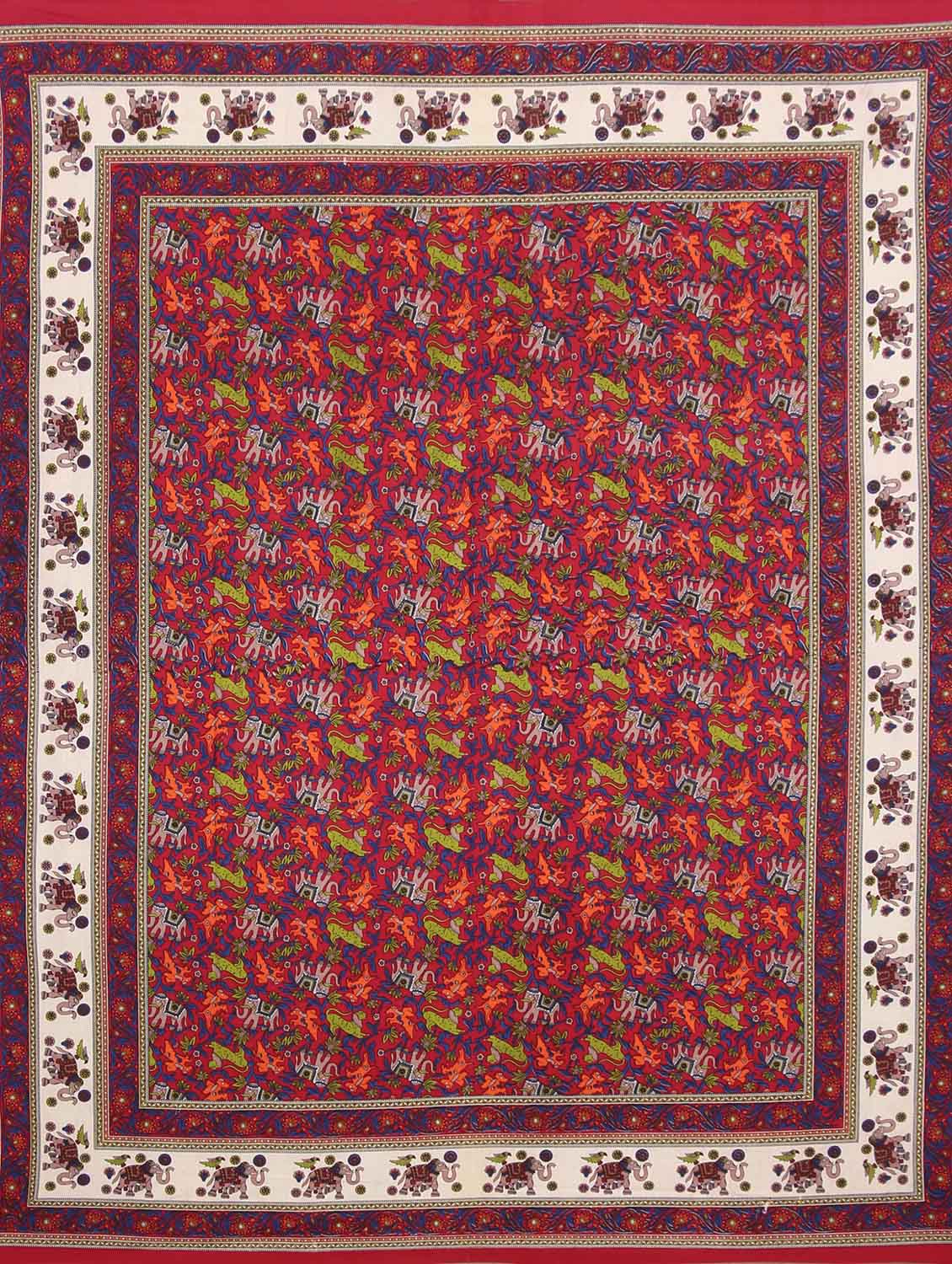uniqchoice green color 100% cotton jaipuri traditonal double bedsheet with 2 pillow cover - 18655983 - Standard Image - 1