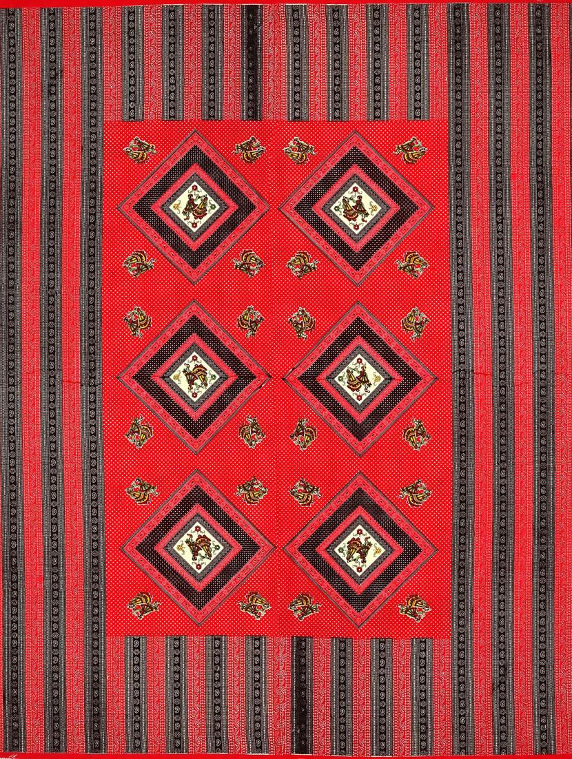uniqchoice maroon color 100% cotton jaipuri traditonal double bedsheet with 2 pillow cover - 18656016 - Standard Image - 4