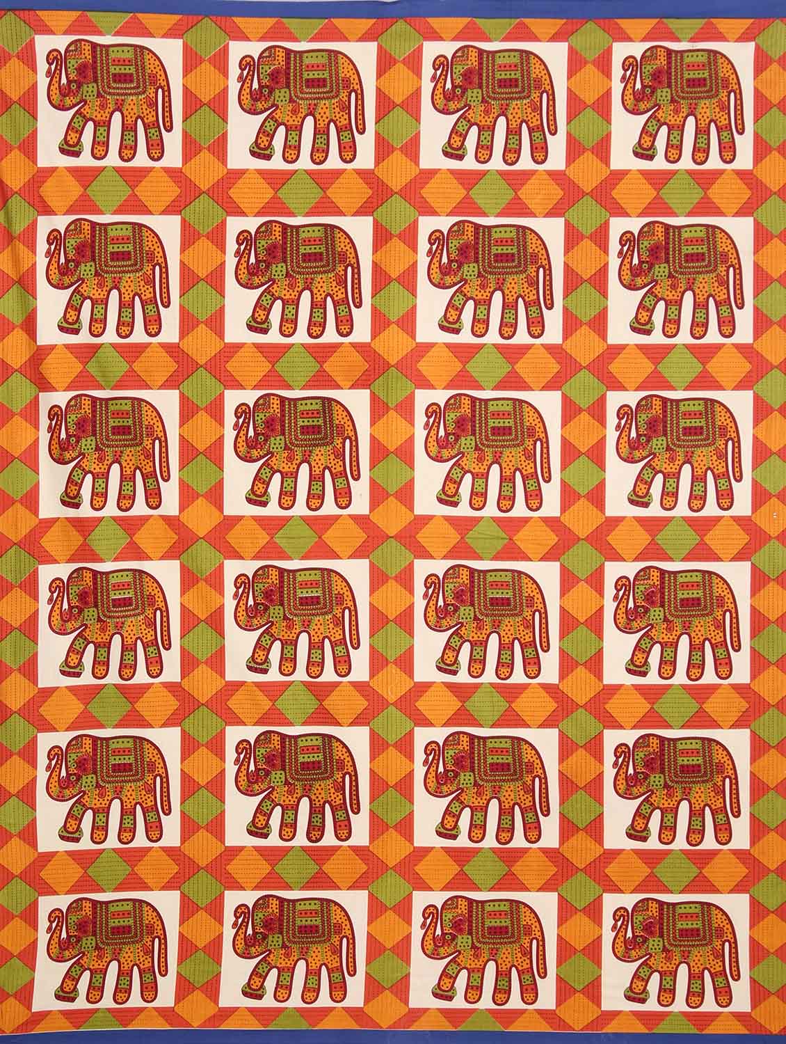 uniqchoice yellow color 100% cotton jaipuri traditonal double bedsheet with 2 pillow cover - 18656058 - Standard Image - 1
