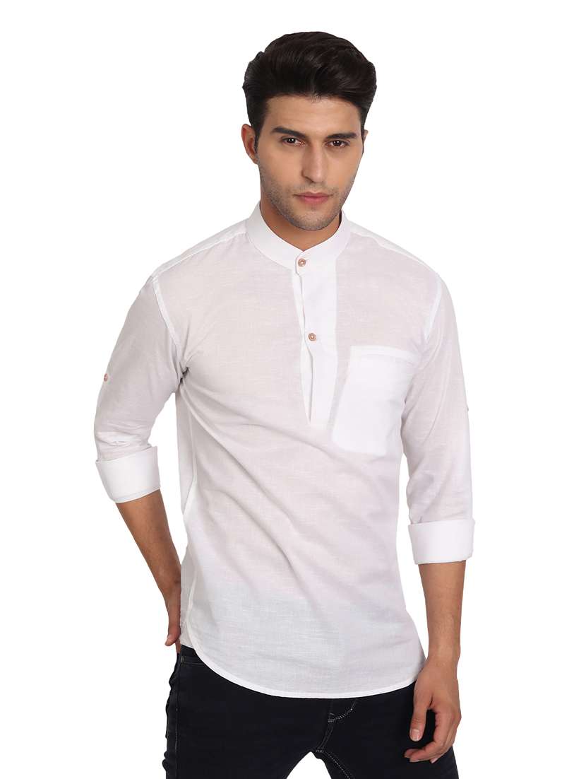 mandarin neck solid short kurta