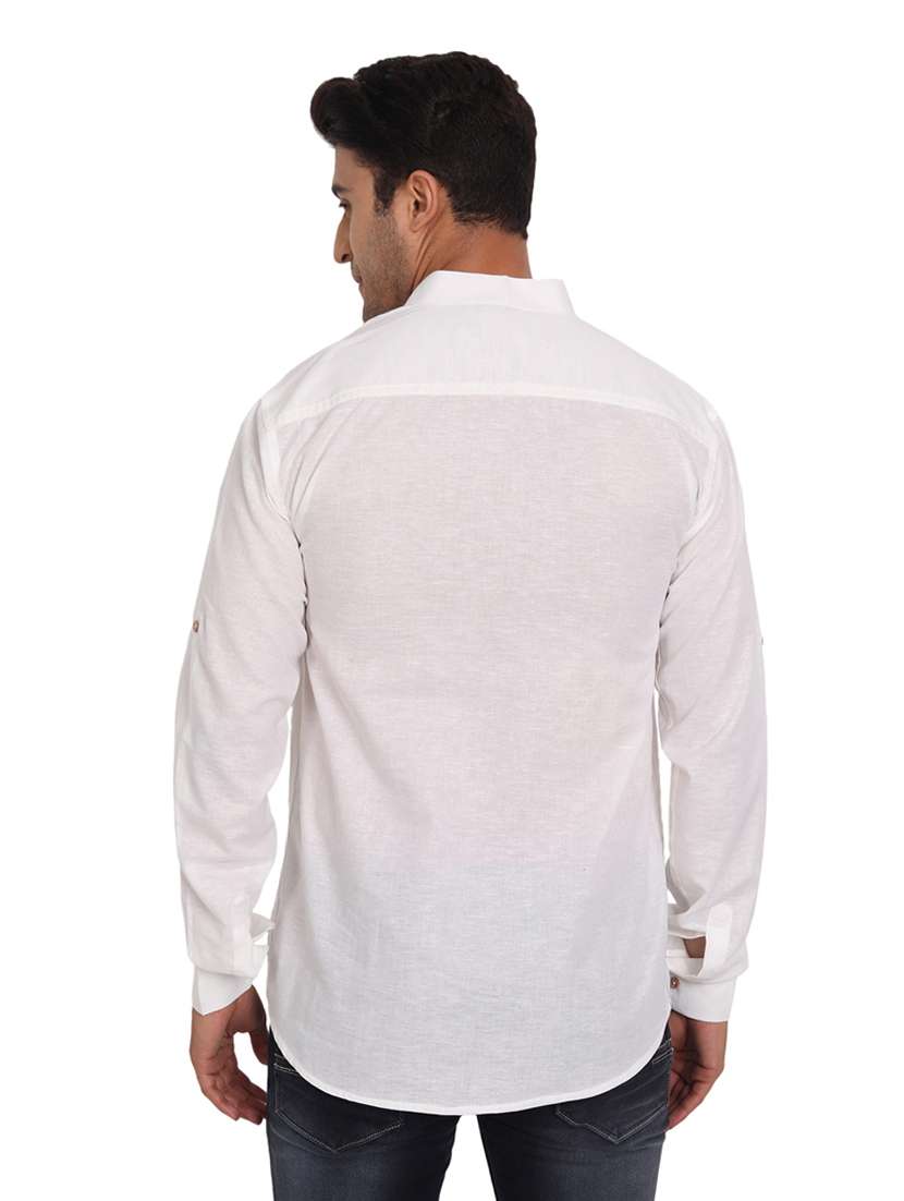 mandarin neck solid short kurta - 18656067 -  Standard Image - 1