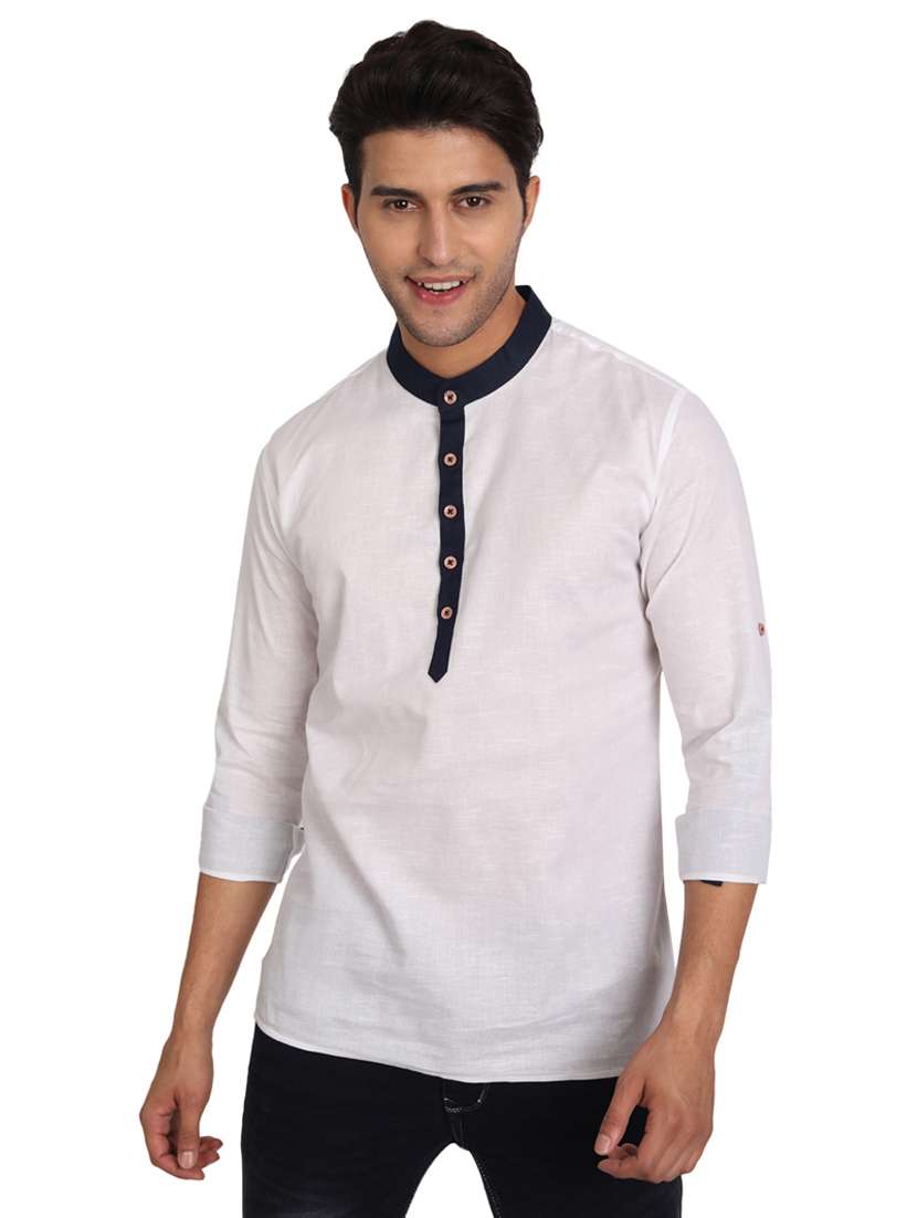 mandarin neck solid short kurta