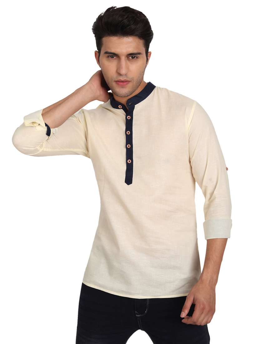 mandarin neck solid short kurta