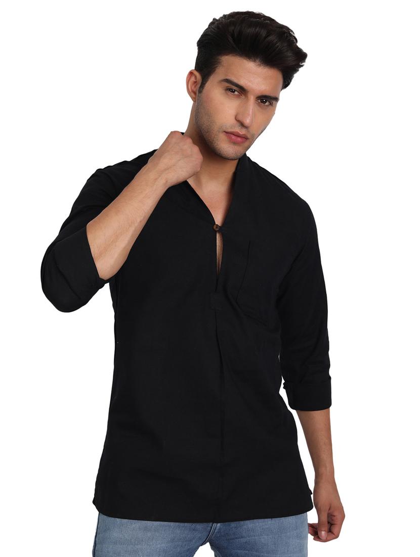mandarin neck solid short kurta