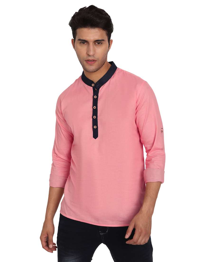 mandarin neck solid short kurta