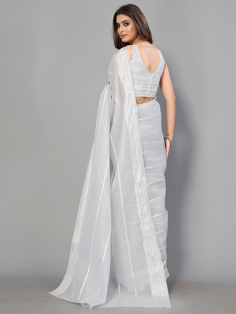 striped handloom saree with blouse - 18656436 - Standard Image - 1