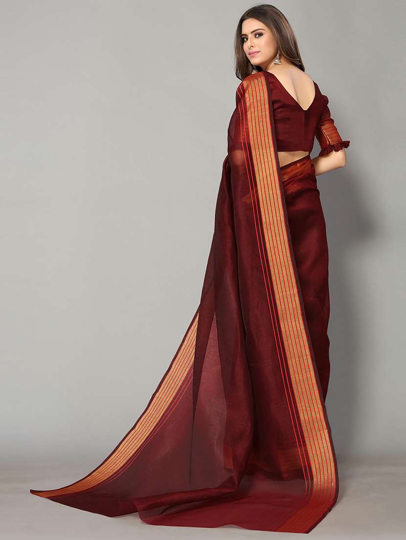 solid handloom saree with blouse - 18656480 -  Standard Image - 1