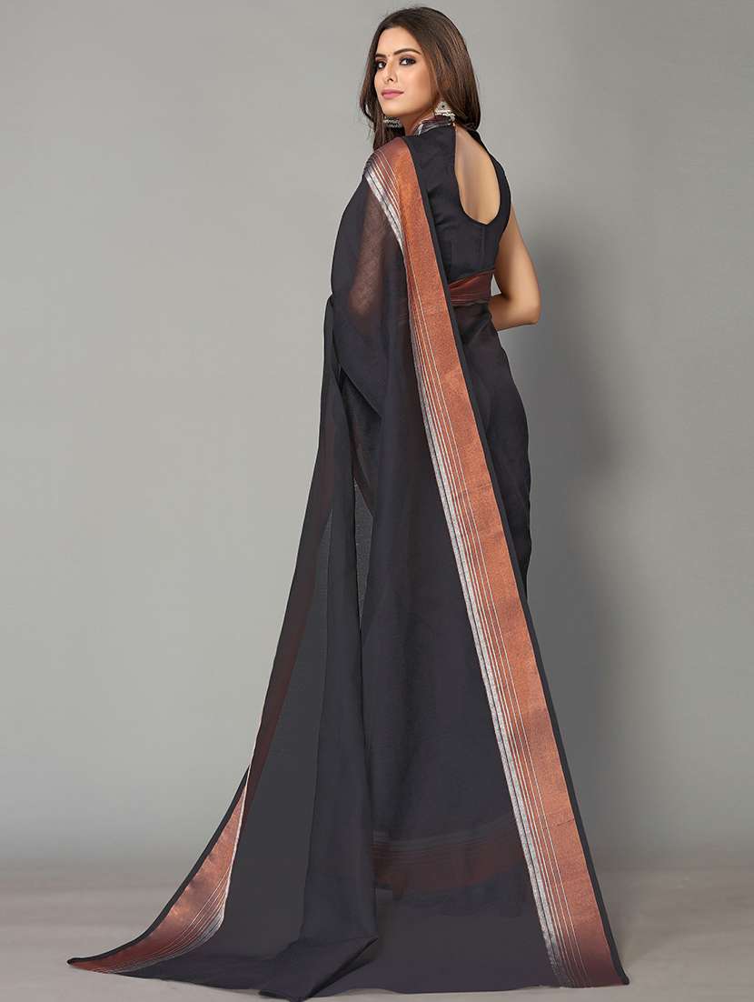 solid handloom saree with blouse - 18656508 - Standard Image - 1